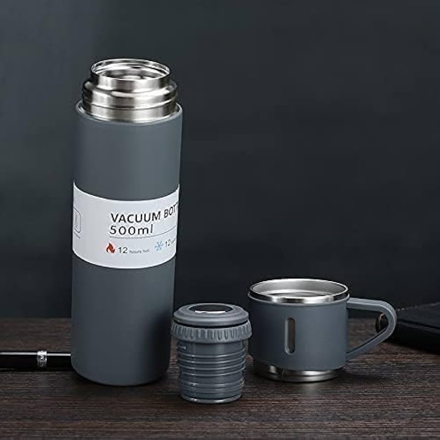 VACUUM FLASK SET WITH 3 STEEL CUPS COMBO
